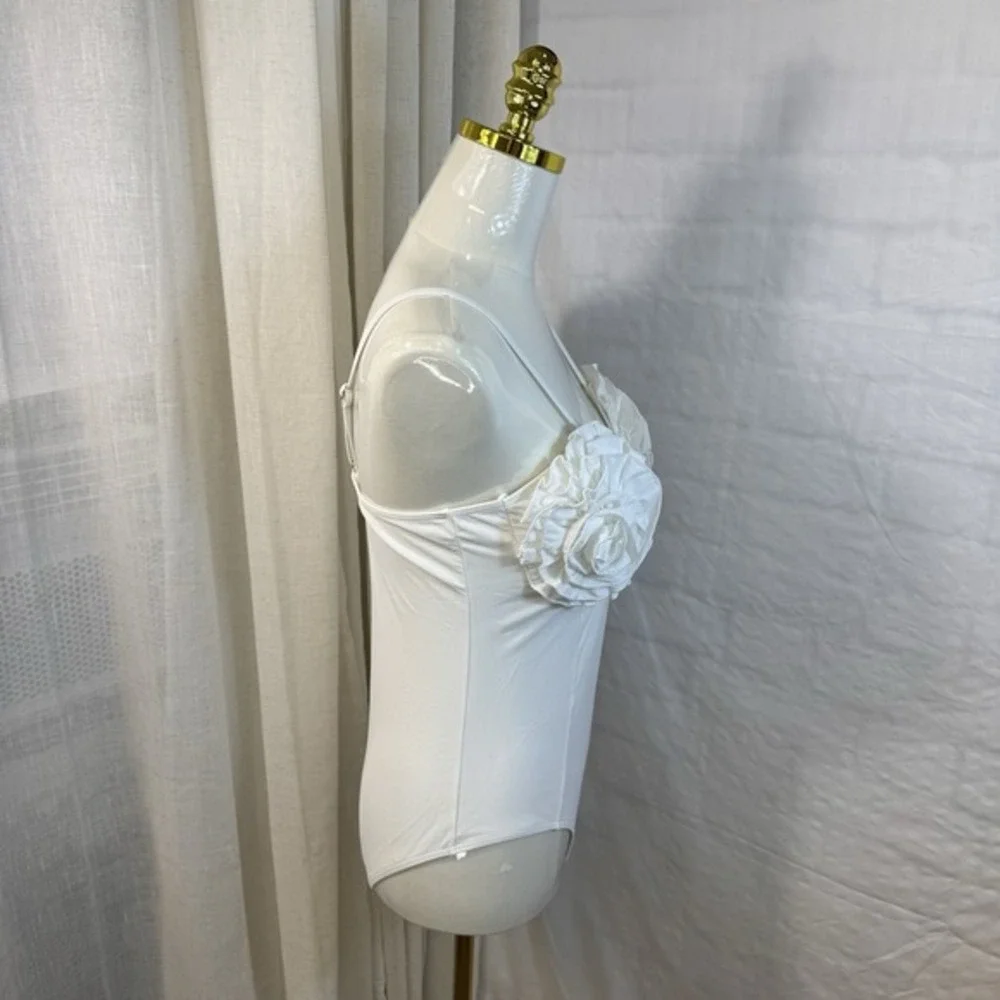 Womens Rosette M One Piece Swimsuit Swimwear‎ Bathing Suit Beach Resort White